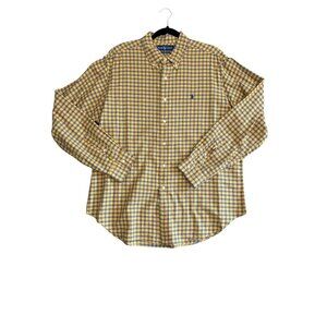 Ralph Lauren Men's Classic Fit Yellow Plaid Button-Down Dress Shirt Size XL